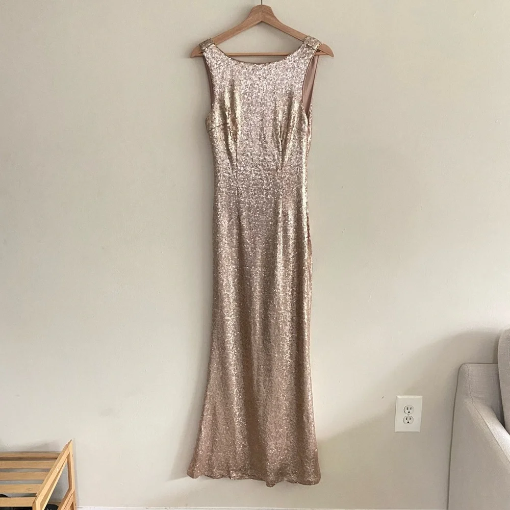 Lulus Slink and Wink Matte Rose Gold Sequin Maxi Dress - S - Picture 7 of 16